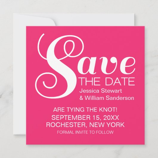 Save The Date Typographie chic Enregistrer l'Invitation de date, (Devant)