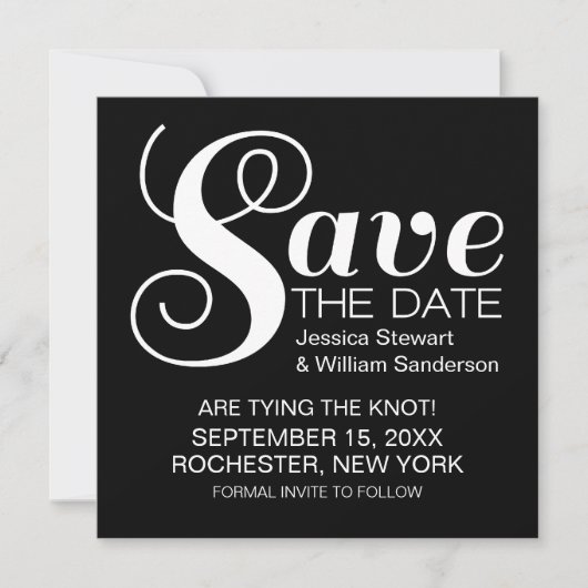 Save The Date Typographie chic Enregistrer l'Invitation de date, (Devant)