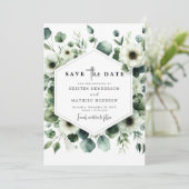 Save The Date Typographie Chic Eucalyptus Mariage numérique (Debout devant)