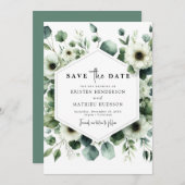 Save The Date Typographie Chic Eucalyptus Mariage numérique (Devant / Derrière)