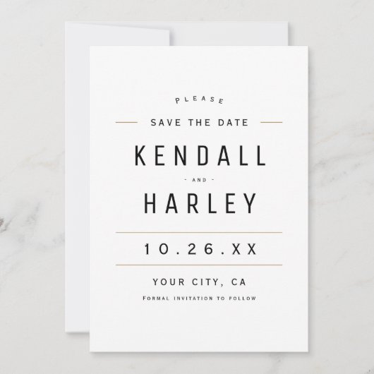 Save The Date Typographie Chic Moderne Photo Simple Enregistrer  (Devant)