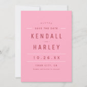 Save The Date Typographie chic moderne rose rouge Photo simple (Devant)