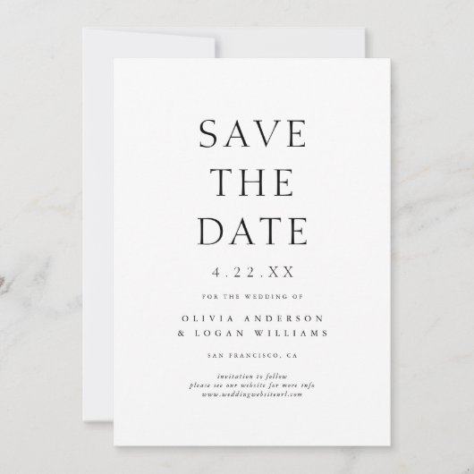 Save The Date Typographie Chic Simple Photo Mariage Enregistrer (Devant)