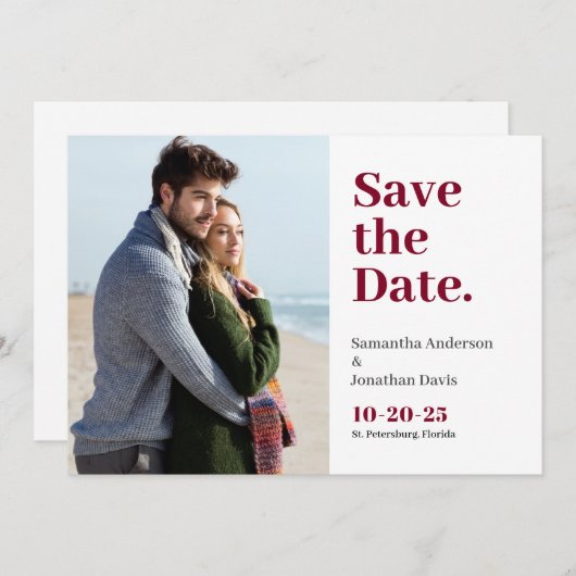 Save The Date Typographie classique de Bourgogne (Devant / Derrière)