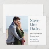 Save The Date Typographie Classique Gras Bleu Poussiéreux (Devant / Derrière)