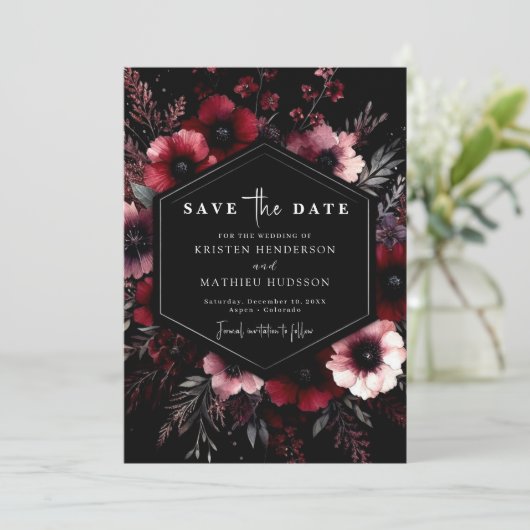 Save The Date Typographie classique Mariage de Bourgogne (Debout devant)