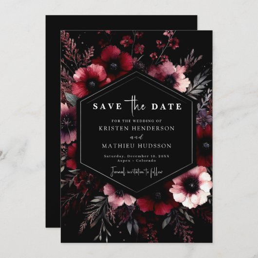 Save The Date Typographie classique Mariage de Bourgogne (Devant / Derrière)