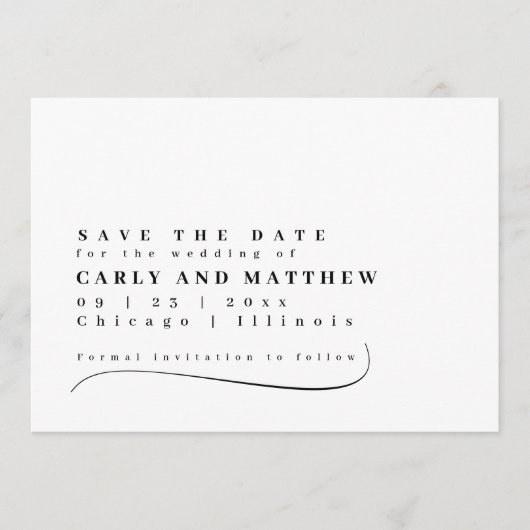 Save The Date Typographie Classique Noir Blanc Enregistrer La Da (Devant)