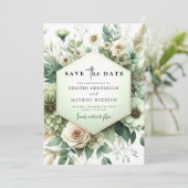 Save The Date Typographie classique unique Sage Mariage vert (Debout devant)