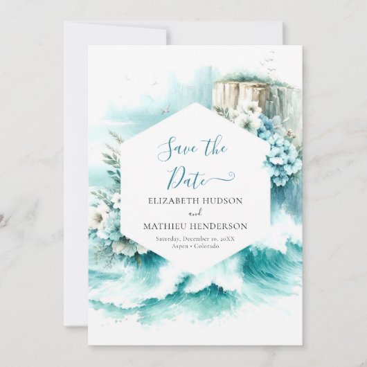Save The Date Typographie Cliff Mariage nautique (Devant)