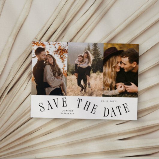 Save The Date Typographie Courbe Multi Photo Blanc