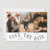 Save The Date Typographie Courbe Multi Photo Blanc (Devant)