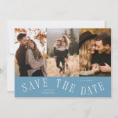 Save The Date Typographie Courbe Multi Photo Bleu Denim (Devant)