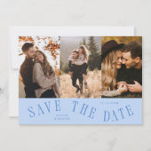 Save The Date Typographie Courbe Multi Photo Bleu Glacé (Devant)