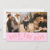 Save The Date Typographie Courbe Multi Photo Orange Rose (Devant)