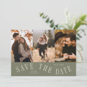Save The Date Typographie Courbe Multi Photo Vert Sauge (Debout devant)