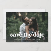Save The Date Typographie de Boho rétro et deux photos | Code QR (Devant)