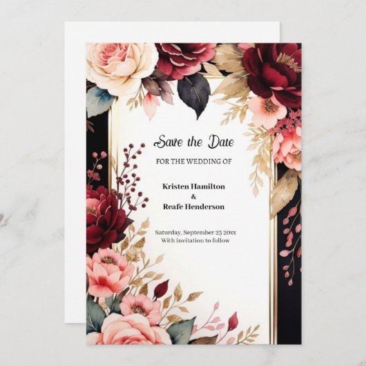 Save The Date Typographie de Bourgogne branchée (Devant / Derrière)