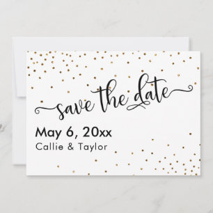 Save The Date Typographie de confettis dorés pour Sauvegarder la