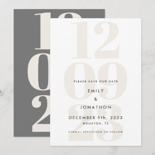 Save The Date Typographie de date de crème grise moderne