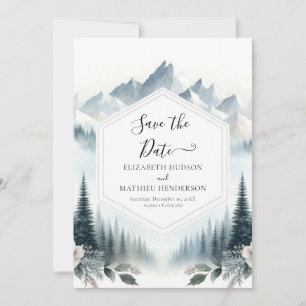 Save The Date Typographie de pin Mariage de montagne