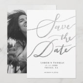 Save The Date Typographie de script blanc argenté (Devant / Derrière)