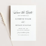 Save The Date Typographie de script classique noir<br><div class="desc">Annoncez votre date de mariage avec cet élégant enregistrer la carte de date. Il présente un script fantaisiste et une typographie classique. Personnalisez ce script enregistrez la date en ajoutant vos détails. Ce classique enregistrer la date de faire-part est parfait pour n'importe quel thème mariage ou saison mariage.</div>