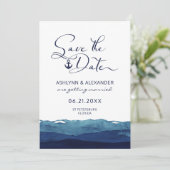 Save The Date Typographie de script d'Ancre nautique Aquarelle M (Debout devant)