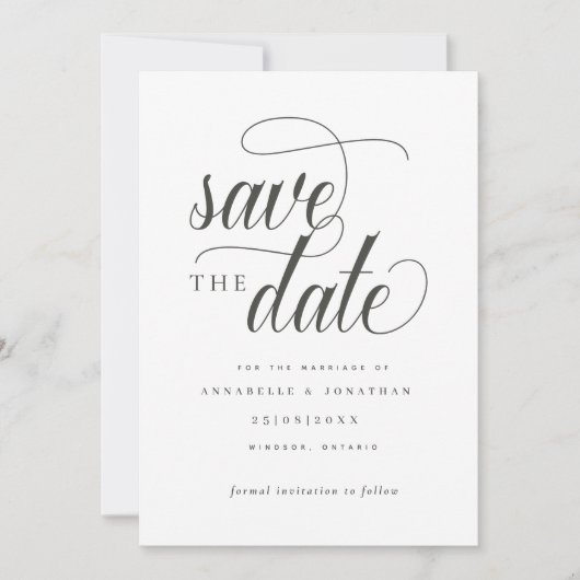 Save The Date Typographie de script décontractée (Devant)