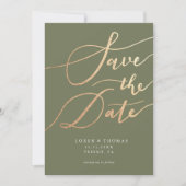 Save The Date Typographie de script Gold Green (Devant)