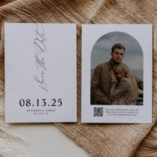 Save The Date Typographie de script moderne Code QR Photo d'ar