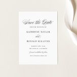 Save The Date Typographie de script noir élégant<br><div class="desc">Annoncez votre date de mariage avec cet élégant enregistrer la carte de date. Il présente un script fantaisiste et une typographie classique. Personnalisez ce script enregistrez la date en ajoutant vos détails. Ce classique enregistrer la date de faire-part est parfait pour n'importe quel thème mariage ou saison mariage.</div>