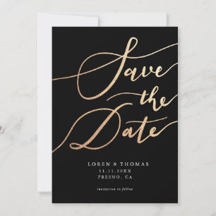 Save The Date Typographie De Script Noir Or Enregistrer La Date