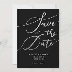 Save The Date Typographie de script noir Parties scintillant arg