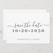 Save The Date Typographie De Script Simple Et Branchée Enregistr (Devant / Derrière)