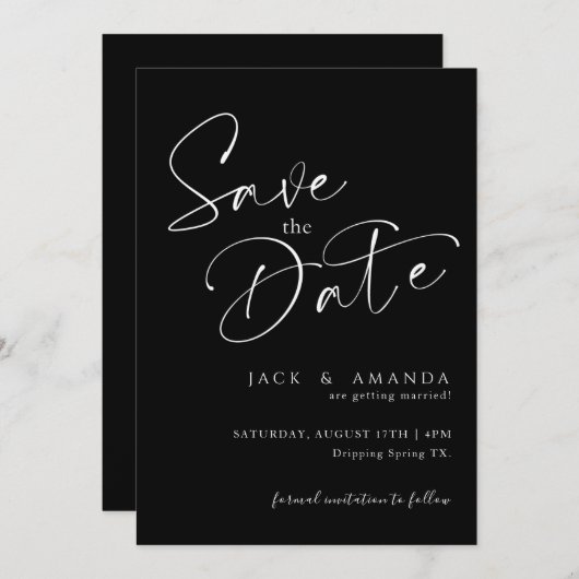 Save The Date Typographie de script simple Mariage enregistrer l (Devant / Derrière)