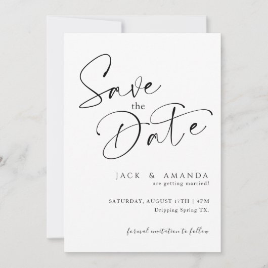 Save The Date Typographie de script simple Mariage enregistrer l (Devant)