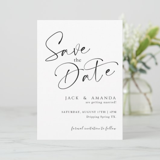 Save The Date Typographie de script simple Mariage enregistrer l (Debout devant)