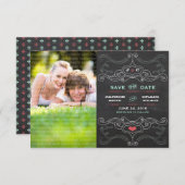 Save The Date Typographie de tableau rouge rustique moderne Enre (Devant / Derrière)