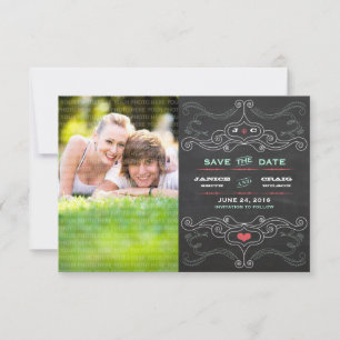 Save The Date Typographie de tableau rouge rustique moderne Enre