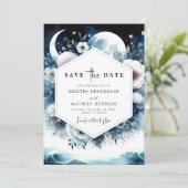 Save The Date Typographie de Terre Mariage Lune (Debout devant)
