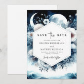 Save The Date Typographie de Terre Mariage Lune (Devant / Derrière)