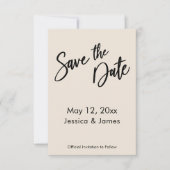 Save The Date Typographie d'écriture moderne Simple Creme (Devant)
