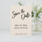 Save The Date Typographie d'écriture moderne Simple Creme (Debout devant)