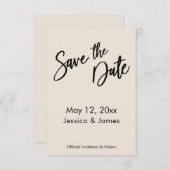 Save The Date Typographie d'écriture moderne Simple Creme (Devant / Derrière)