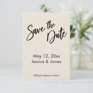 Save The Date Typographie d'écriture moderne Simple Creme