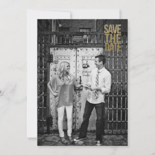 Save The Date Typographie d'enregistrement noir et or scintillan