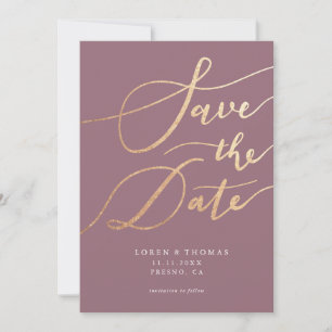 Save The Date Typographie du script Mauve d'or