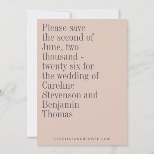 Save The Date Typographie élégante Dusty Blush Mariage moderne (Devant)