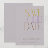 Save The Date Typographie élégante et poussiéreuse lilas moderne (Devant / Derrière)